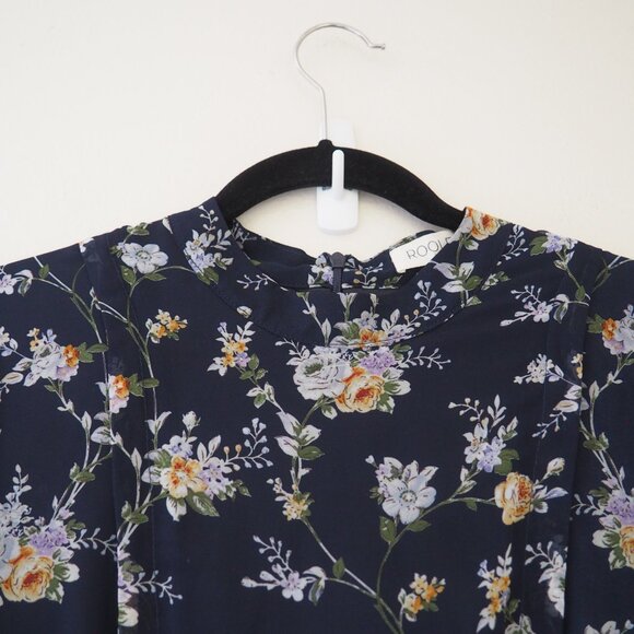 Roolee Mom Navy Blue Floral Short Sleeve Modest Nursing Maxi Dress sz S - Picture 4 of 7
